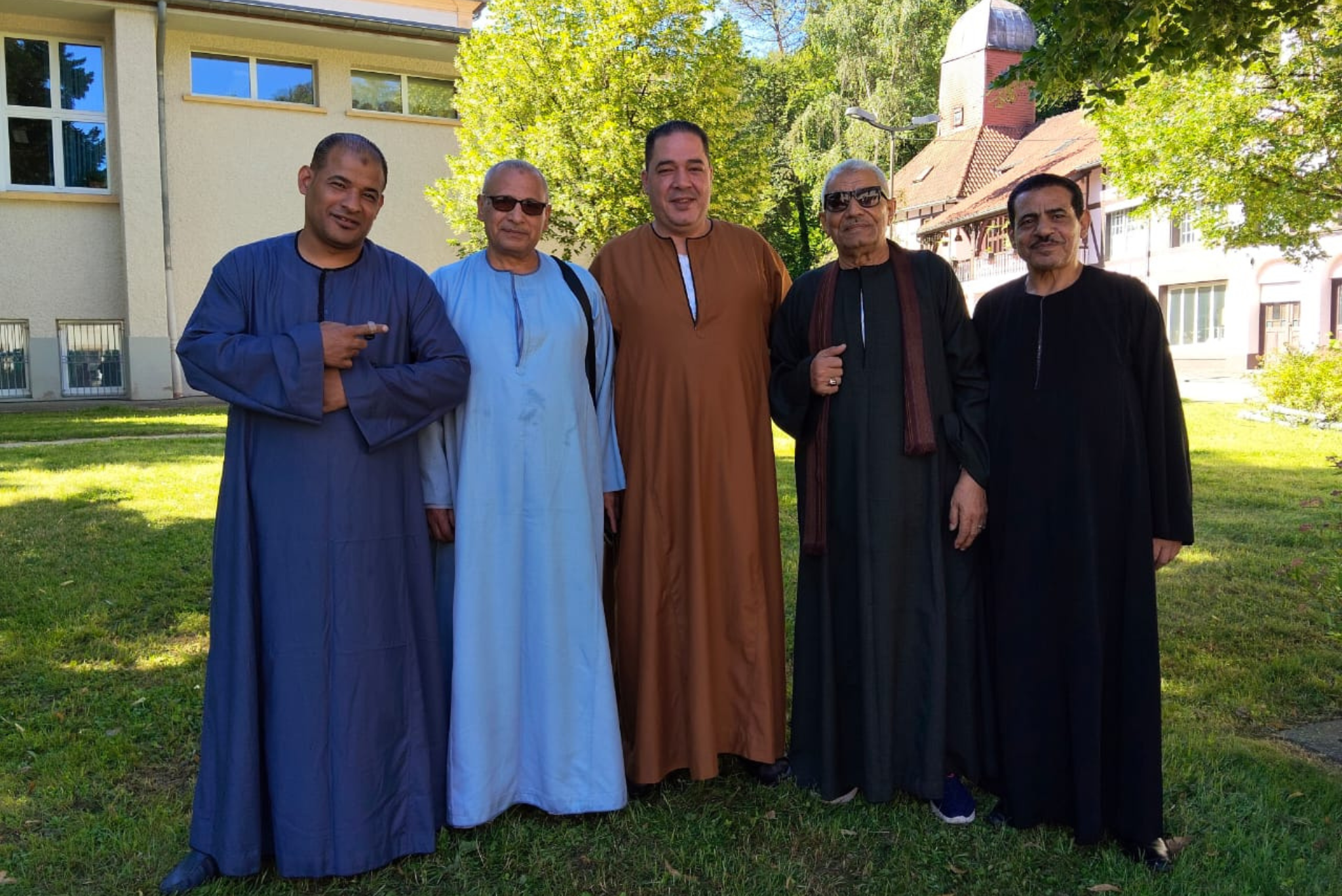 A group photographed outdoors